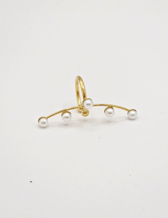 Earcuff avec perles - Earcuff en or - Earparty - Non Piercing - Acier inoxydable Premium - plaqué or