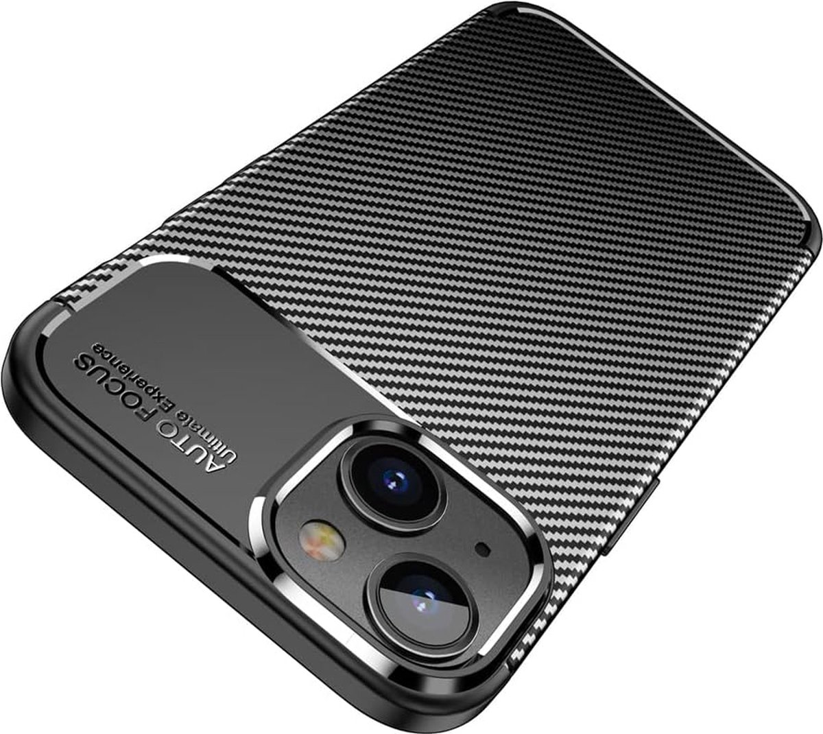 Casemania Hoesje Geschikt voor Apple iPhone 15 Plus - Zwart - Carbon Siliconen Back Cover