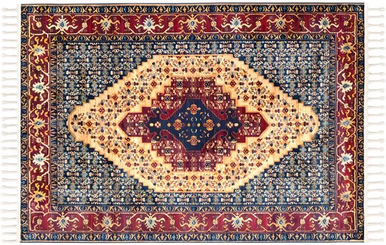 OZAIA Tapijt oosterse stijl ANKARA - 160 x 230 cm - Rood en blauw L 230 cm x H 0.9 cm x D 160 cm