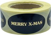 Merry X-Mas sticker - 250 stuks - merry christmas - kerstetiket - sluitzegel - goud - chique inpakken