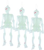 Horror skeletjes - 30x - glow in the dark - hangend - 14 cm - Halloween decoratie