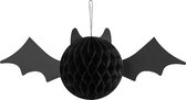 PartyDeco Halloween thema hangende vleermuis - zwart - papier - 45 cm
