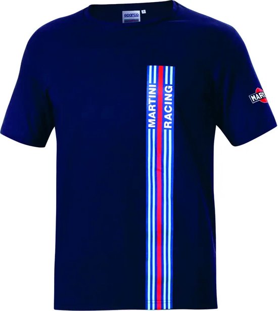 Sparco T-Shirt Big Stripes Martini Racing - Iconisch Italiaans T-shirt - Marineblauw - Race T-shirt maat XL