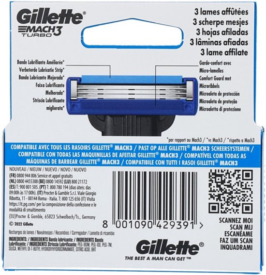 Gillette Scheermesjes Mach3 Turbo - 5 stuks