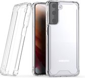 Podec Hoesje geschikt voor Samsung Galaxy S21 Doorzichtig Telefoonhoesje - Anti-Shock Case Cover met 1x Screenprotector