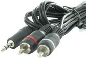 3,5 mm jack naar 2x Tulp 1,5mtr.