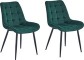 Colenis - Chaise de salle à manger Quadra - Vert - Velours - Velours - Industriel