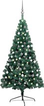 Sapin de Noël Artificiel The Living Store - Hémisphère 110 cm - Vert avec éclairage et décorations LED