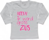 Shirt Aankondiging zwangerschap Ik word grote zus | lange mouw | roze | maat 92 zwangerschap aankondiging bekendmaking Baby big sis sister