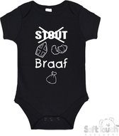 100% katoenen Romper "Stout Braaf" Sinterklaas Unisex Katoen Zwart/wit Maat 62/68