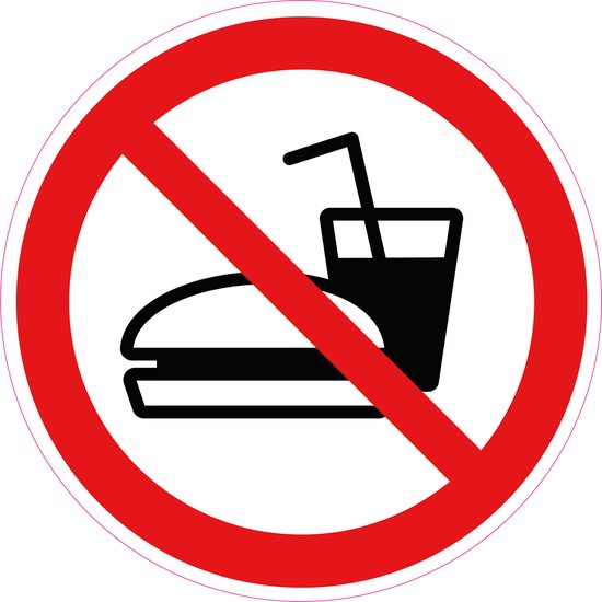 15 Stickers van 5 cm | Verboden Eten en drinken stickers