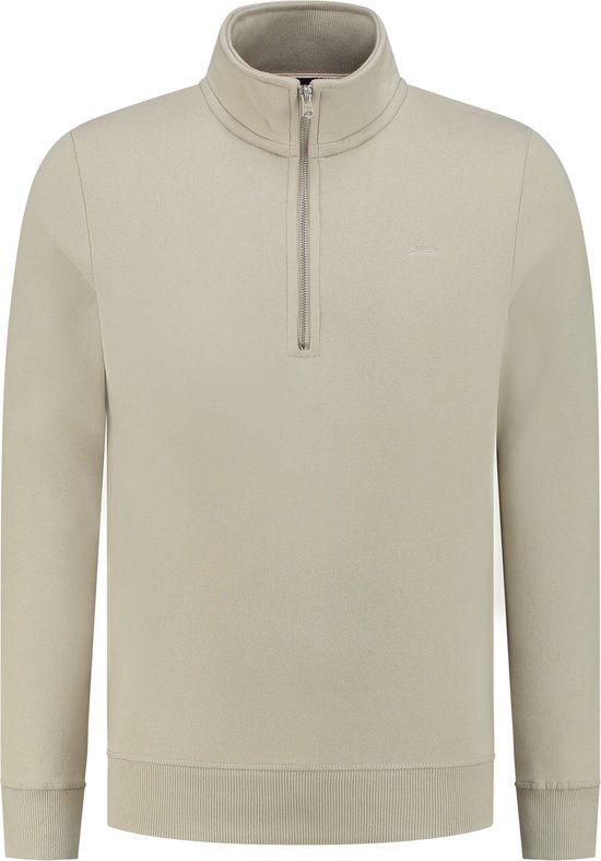 Superdry Essential Half Zip Sweatshirt Heren Trui - Light Stone Beige - Maat 2Xl