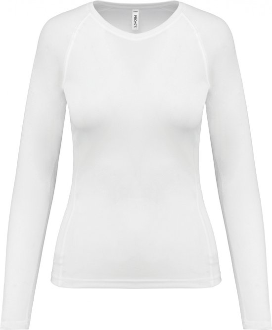 SportT-shirt Dames L Proact Ronde hals Lange mouw White 100% Polyester