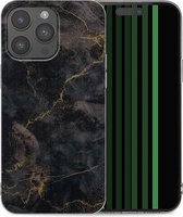 iMoshion Hoesje Geschikt voor iPhone 15 Pro Max Hoesje Siliconen - iMoshion Design hoesje - Zwart / Black Marble Transparent
