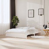 The Living Store Houten Bedframe - Modern Sleep - Slaapkamermeubilair - 205.5 x 165.5 x 31 cm - Wit Massief Grenenhout - Stabiel en Stevig - Montage vereist