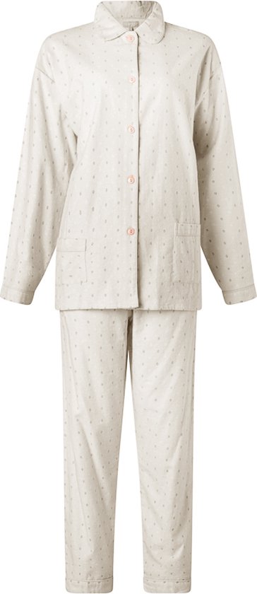Normann Pyjama Damen Frottee Schlafanzug langarm mit Bündchen und