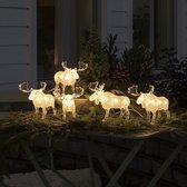 Verlicht kerstfiguur voor buiten - 5 Elanden - 13 cm hoog