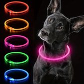 Roze LED Halsband voor honden - Large size - 70 cm - Graag goed de maat opmeten! - Groen verlichte halsband - 70 cm- Lichtgevende Halsband Hond - Oplaadbaar via USB - adjustable - verstelbaar - verstelbare halsband USB oplaadbaar