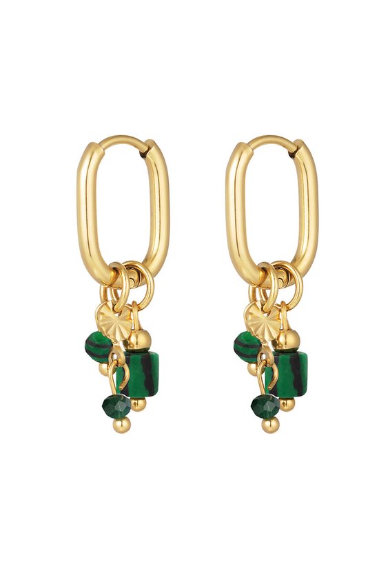 Boucle d'oreille avec perles vertes - or