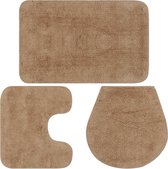 The Living Store Badmattenset - Beige - 100% katoen - 50 x 78 cm - Anti-slip - Inclusief toiletmat en hoes