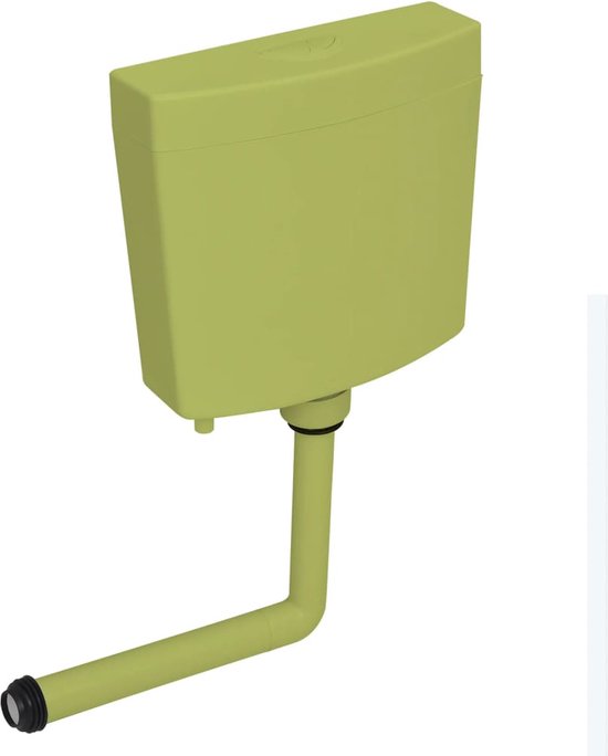 The Living Store toiletreservoir - olijfgroen - polypropyleen - 37.2 x 12.3 x 35.5 cm - 3/6 L spoelvolume - 2 spoelknoppen - gemakkelijk te installeren