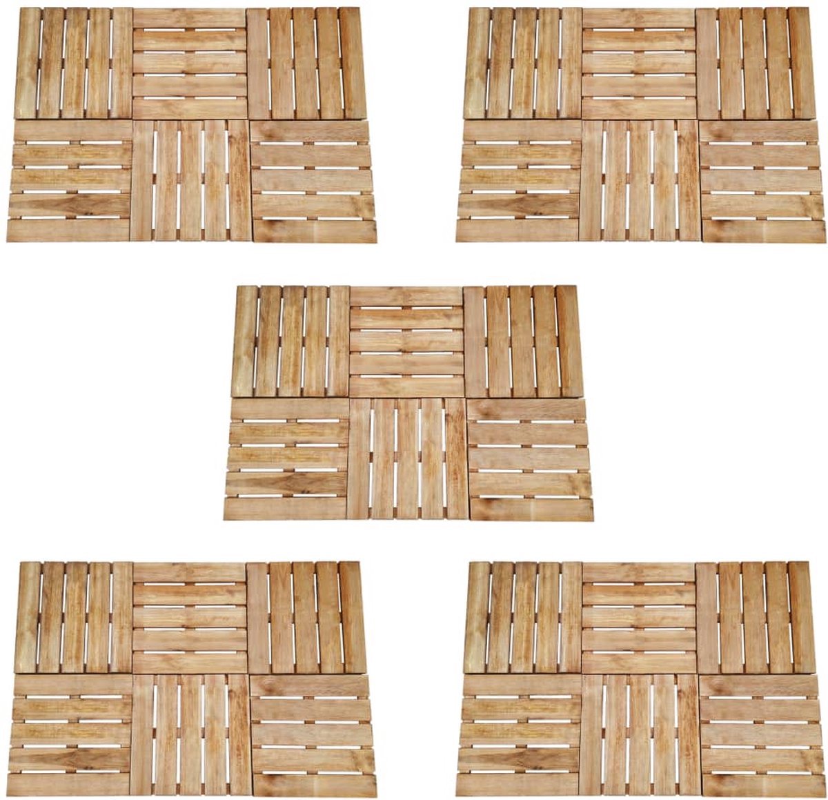 The Living Store Terrastegels Houten 30 delige set 50 x 50 x 3.2 cm grenenhout