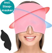 Nizami Migraine Muts 600gr. - Migraine Masker - Warmte en Koude Therapie - Incl. Freezer Bag + Slaapmasker - Roze