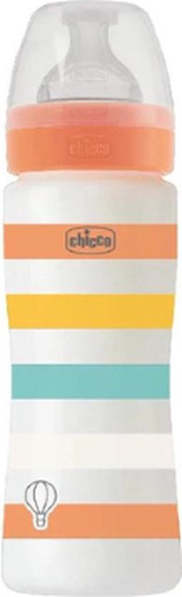 Chicco zuigfles Siliconen Well Being 330ml oranje