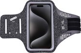 Hardloop telefoonhouder Geschikt voor iPhone 15 Pro - Sportarmband - Reflecterend -Ruimte voor sleutel - Zwart