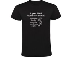 Ik geef 100% tijdens het werken! Heren T-shirt - werk - bedrijf - baas - werknemer - humor - grappig