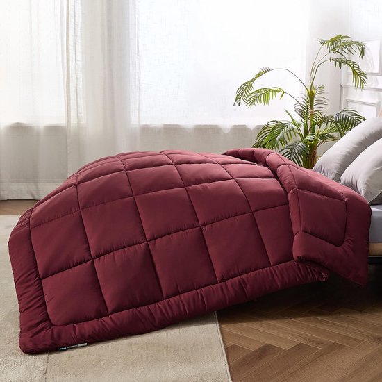 Bedsure Omkeerbaar zacht dekbed voor alle seizoenen, Oeko-Tex, 300 g/m², 100% polyester, voor mensen met een allergie (135 x 200 cm, roze/grijs