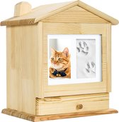 Unieke Huisdier Urn - Met fotolijstje - Urn voor huisdier - Met Levensboom en Frame - Crematie - Kat / hond / Konijn urn - Koester Liefdevolle Momenten - Licht Bruin