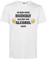 T-shirt Ik heb geen Ruggengraat als het om Alcohol gaat | Oktoberfest dames heren | Carnavalskleding heren dames | Foute party | Wit | maat S
