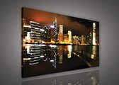 Canvas Schilderij - Hong Kong - Stad - Steden - Skyline - Inclusief Frame - 100x75cm (lxb)