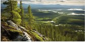 Poster (Mat) - Bomen - Bergen - Water - 100x50 cm Foto op Posterpapier met een Matte look