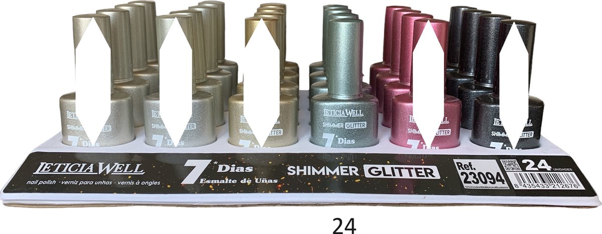 Leticia Well - Shimmer Glitter Nagellak - Grijs met glitters - 1 flesje met 13 ml inhoud - Nummer 24