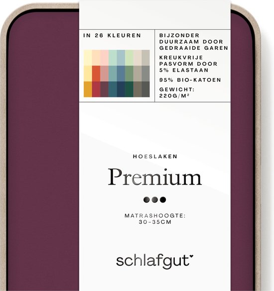 schlafgut Premium Bio Katoen Jersey Hoeslaken L - 140x200 - 160x220 542 Purple Deep