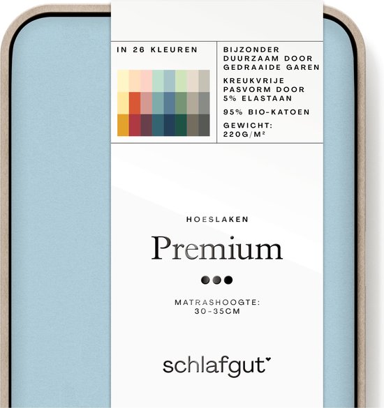 schlafgut Premium Bio Katoen Jersey Hoeslaken XL - 180x200 - 200x220 536 Blue Light
