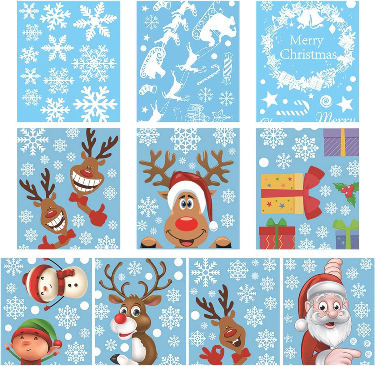 EDWINENE 6 vellen kerstraamstickers, kerstraamkleefstickers