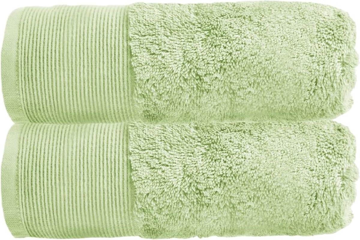 Allure Bamboe Handdoeken, 2 stuks, 50 x 90 cm, hypoallergeen, antibacterieel voor badkamer (saliegroen)