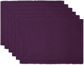Basic Everyday placemat, geribbeld, 100% katoen, placemat, 33 x 48 cm, aubergine, 6-delig