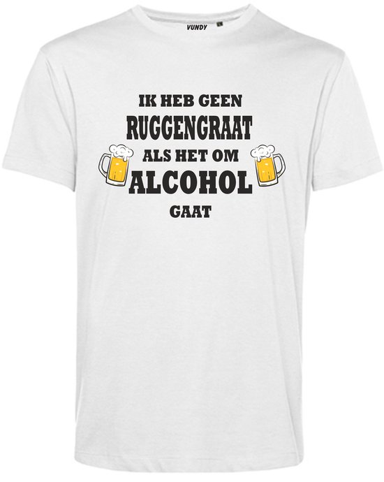 T-shirt Ik heb geen Ruggengraat als het om Alcohol gaat | Oktoberfest dames heren | Carnavalskleding heren dames | Foute party | Wit | maat 4XL