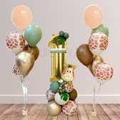 Versiering verjaardag 1 jaar – jungle versiering - 30 stuks - Versiering jongen - Versiering meisje - Safari Decoratie Kinderfeestje - Safari - Leeftijdballon 1 jaar - Versiering compleet pakket - Versiering 1 jaar - Birthday animals