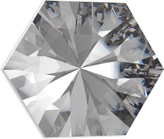PVC Schuimplaat Hexagon - Close-up van Glimmende Diamant - 40x34.8 cm Foto op Hexagon (Met Ophangsysteem)