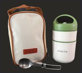 Pot à lunch Afecto + sac thermo + cuillère pliable - Thermos Lunchbox - Pot à lunch à emporter