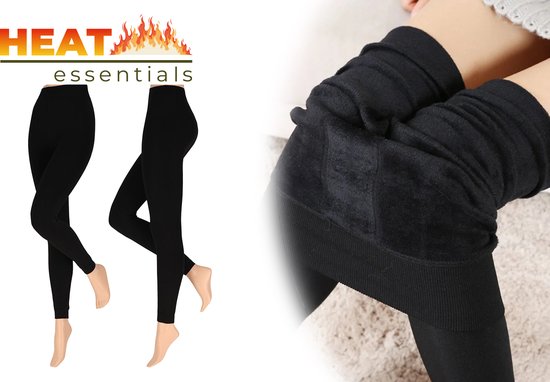 Heat Essentials - Fleece Legging Dames - Zwart - L/XL - 1 Pack - Gevoerde Legging Dames - Blikdicht - TikTok Legging - Fleece Panty