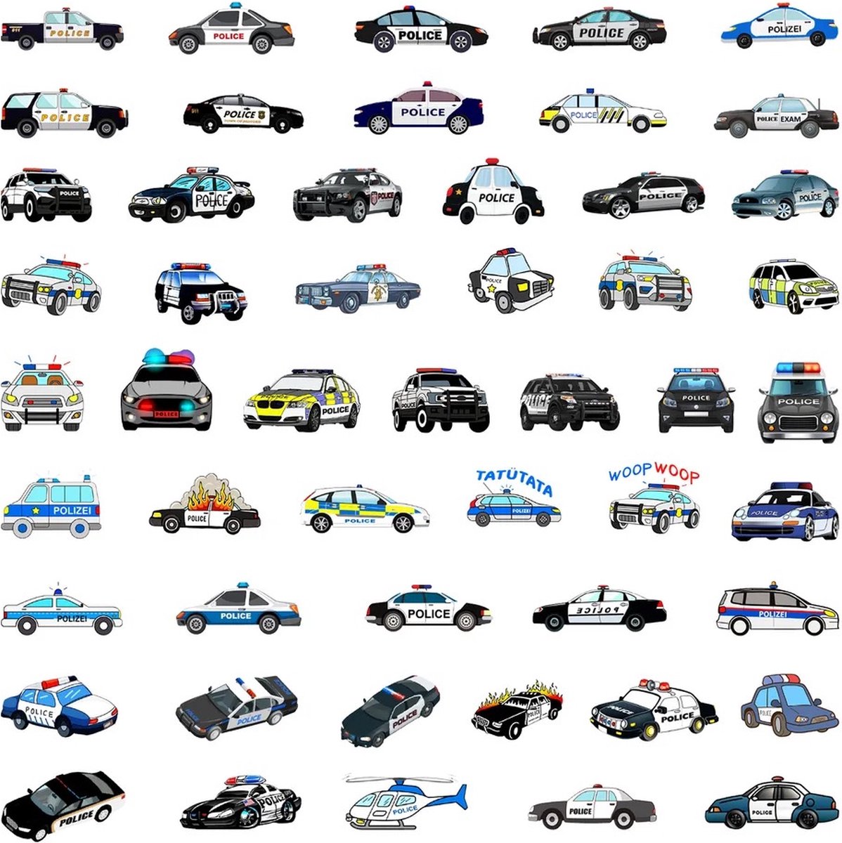 Politieauto's Stickers 50 Stuks | Politie | Auto | Car Stickers | Cop Car | Stoere Stickers | Laptop Stickers | Stickers Kinderen en Volwassenen | Stickervellen | Plakstickers | Koffer Stickers | Stickers Bullet Journal en Planner — afbeelding 5
