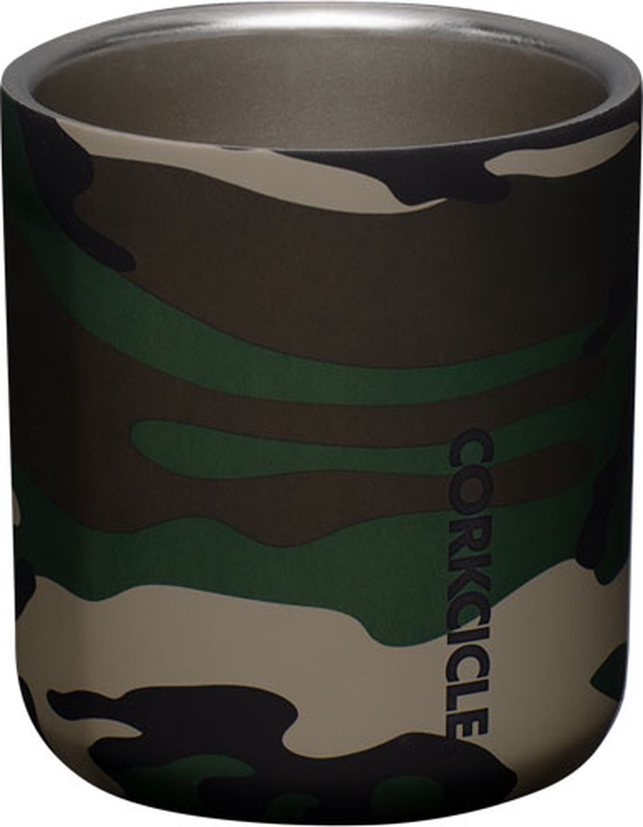 Corkcicle Buzz Cup 335ml- Woodland Camo-Camouflage-Reisbeker met onbreekbare deksel- Drievoudig geïsoleerd-RVS - Koffiebeker- Drinkbeker- Thermosbeker