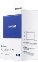 Samsung Portable T7 - Externe SSD - USB C 3.2 - Inclusief USB C en USB A kabel - Geschikt voor iPhone 15 - 2 TB - Blauw