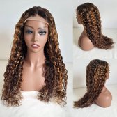 Braziliaanse Remy haren pruik 26 inch - P4/30 kleur Highlight water diep golf haren - real human hair- menselijke haren - 4x4 f lace closurepruik